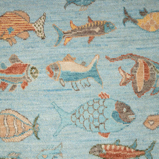 Pisces 2'6x10 Hand Knotted Fish Runner Rug