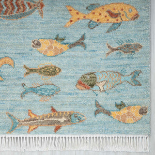 Pisces 2'6x10 Hand Knotted Fish Runner Rug