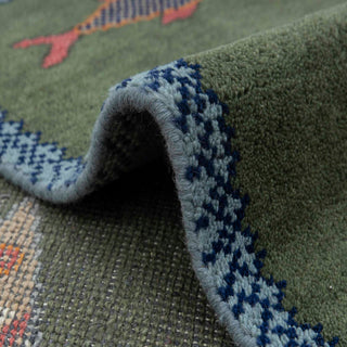 Pisces 5x8 Hand Knotted Fish Motifs Soft Wool Rug