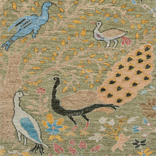2'6x10 Green Birds Peacock Custom Size Runner Rug