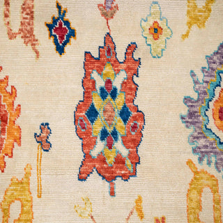 Merrakesh - 10x14 Ivory Bright Colors Soft Wool Living Room Turkish Rug