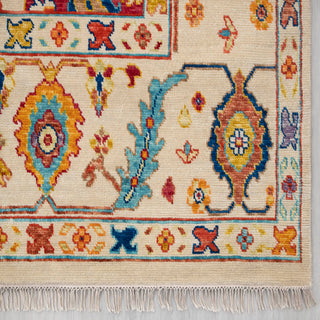 Merrakesh - 10x14 Ivory Bright Colors Soft Wool Living Room Turkish Rug