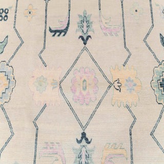 Millinger - 10x14 Ivory Muted Colors Oushak Soft Wool Living Room Rug
