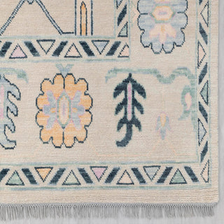 Millinger - 10x14 Ivory Muted Colors Oushak Soft Wool Living Room Rug