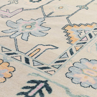 Millinger - 10x14 Ivory Muted Colors Oushak Soft Wool Living Room Rug