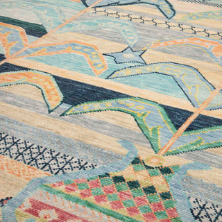 Chrissie- 10x14 Indian Rural Artisans Hand Knotted Modern Tribal 100% Wool Rug
