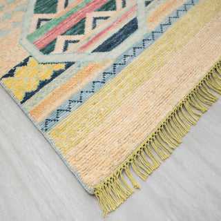 Chrissie- 10x14 Indian Rural Artisans Hand Knotted Modern Tribal 100% Wool Rug