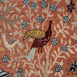 5x8 Rust Peacock Garden Hand Knotted Wool Rug