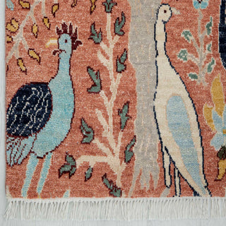 5x8 Rust Peacock Garden Hand Knotted Wool Rug