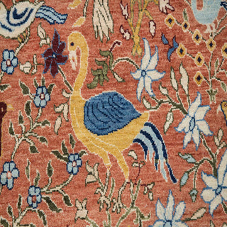 Hand Knotted Birds Garden Scene Soft Wool Rug