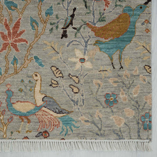 5x7 Hand Knotted Birds Peacock Motifs Wool Rug