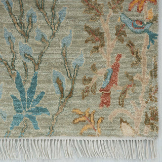 2'6x10 Gray Hand Knotted Birds Motifs Wool Runner Rug