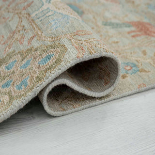 2'6x10 Gray Hand Knotted Birds Motifs Wool Runner Rug