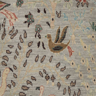 8x10 Soft Look Hand Knotted Birds Peacock Motif Wool Rug