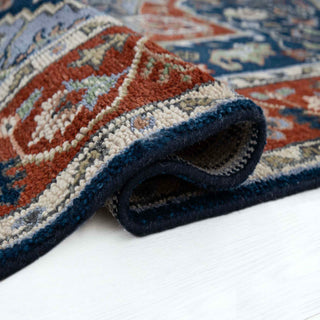Loren 8x10 Hand Knotted Navy Medallion Serapi Rug