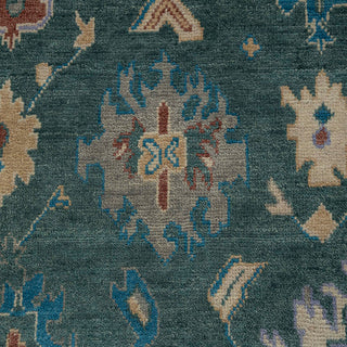 Adam 9x12 Teal Modern Floral Oushak Woolen Rug
