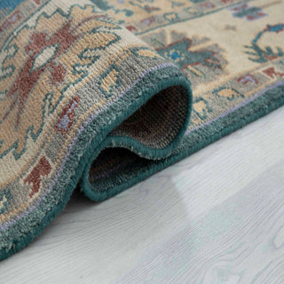 Adam 9x12 Teal Modern Floral Oushak Woolen Rug