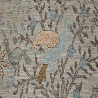Pastel Look Traditional Botanical Bird Woolen Rug
