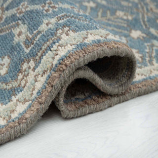 Stark Blue Plush Feel Wool Runner Rug Staircase / Hallway Rug