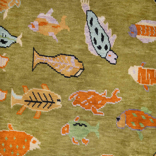 Pisces 8x10 Playful Fish Pattern Wool Rug