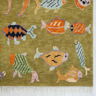 Pisces 8x10 Playful Fish Pattern Wool Rug