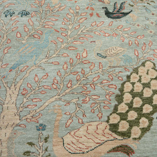 6x9 Muted Look Birds Peacock Fine Weave Wool Rug