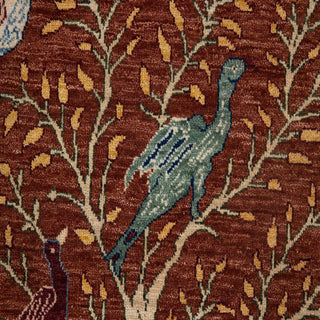 6x9 Rust Terracotta Bird & Tree of Life Area Wool Rug