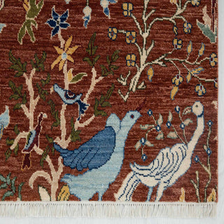 6x9 Rust Terracotta Bird & Tree of Life Area Wool Rug
