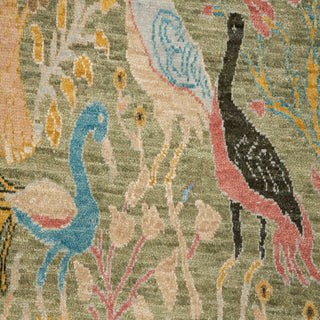 2'6x15 Green Birds Peacock Woolen Custom Size Runner Rug