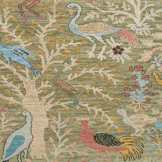 2'6x15 Green Birds Peacock Woolen Custom Size Runner Rug