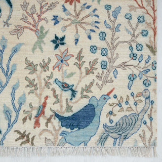 Petal Flight 6x9 Ivory Colorful Birds Peacock Wool Rug