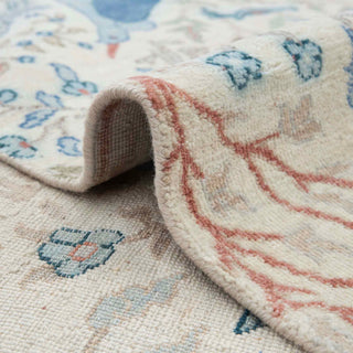 Petal Flight 6x9 Ivory Colorful Birds Peacock Wool Rug