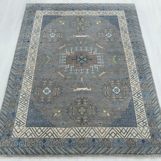 10x14 Blue gray vintage area rug for living room