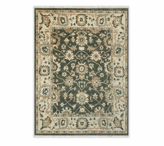 10x14 Green Cream Modern Oushak Quality Soft Wool Area Rug
