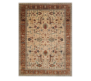  10x14 Hand Knotted Large Area Persian Tabriz Ivory Wool Rug 