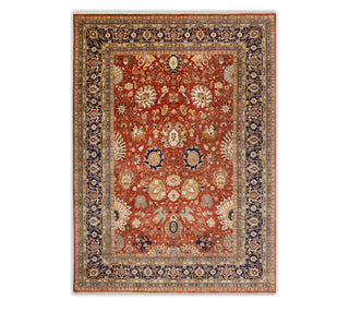 10x14 Living room rug Handmade Vintage Persian Look Rust Wool Rug