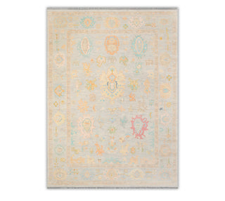 10x14 Modern Muted Gray Cream Turkish Oushak Hand Knotted Wool Large Area Rug