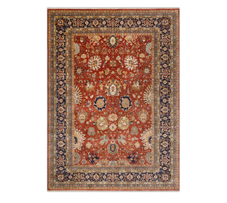10x14 Red Blue Persian Reproduction Tabriz High Density Premium Quality Hand Knotted Soft Wool Rug I