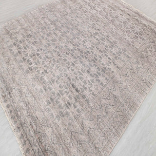 Mizoram - 8x10 Gray Wool & Silk Vintage Persian Look Handmade Rug