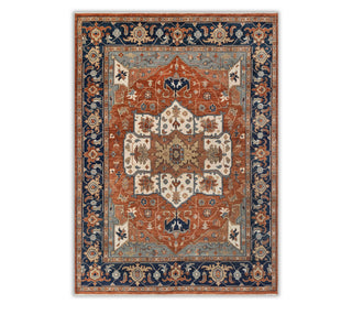 12x15 Large Area Rust Navy Persian Hand Knotted Serapi Soft Quality Wool Oversize Rug