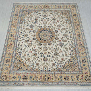 Nain 8x10 Medallion Persian Wool & Silk Rug