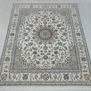 Nain 8x10 Medallion Persian Wool & Silk Rug