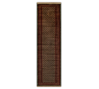 Herati 2'6x14 Olive Wool Persian Long Runner Rug