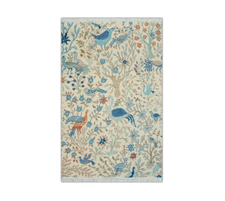 4x6 Ivory Birds of Paradise Floral Wool Rug