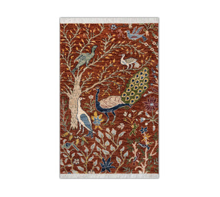 3x5 Rust Birds & Garden Soft Wool Rug