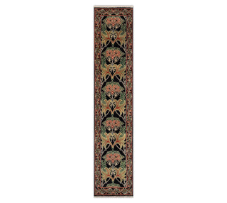 2.6x10 Runner Rug Classic Persian Modern Design Black Green Hand Knotted Soft Wool Rug