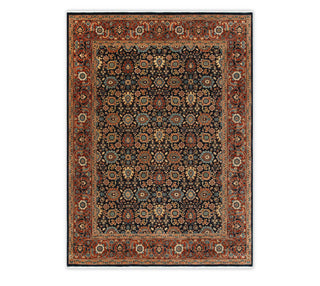 8x10 Rich Navy Rust Floral Motif Super Fine Weave Hand Knotted Persian Carpet