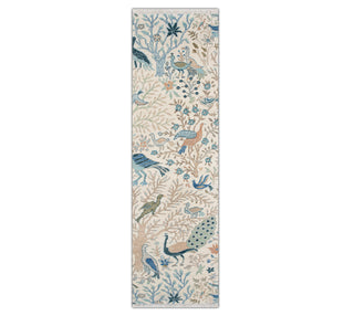 2'6x10 Ivory Paradise Garden Peacock Runner Rug
