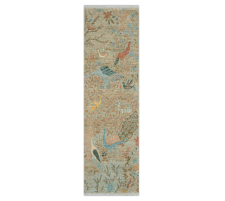 2'6x8 Persian Birds of Paradise Inspired Runner Rug / Kitchen Runner 