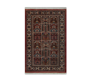 3x5 Red Persian Chahar Bagh Garden Inspired Wool Rug